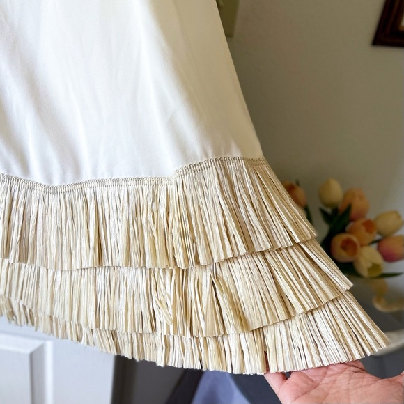 Johanna Ortiz Santuarios Crepe Raffia Midi Skirt Straw Neutral Ecru 10 FAIR - Picture 3 of 11